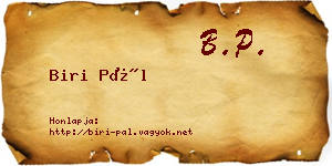 Biri Pál névjegykártya